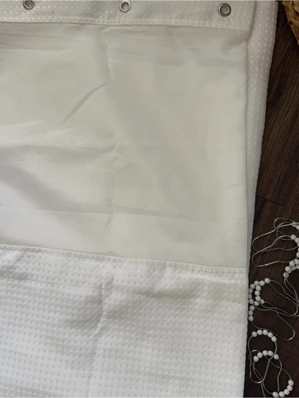 white shower curtain set new